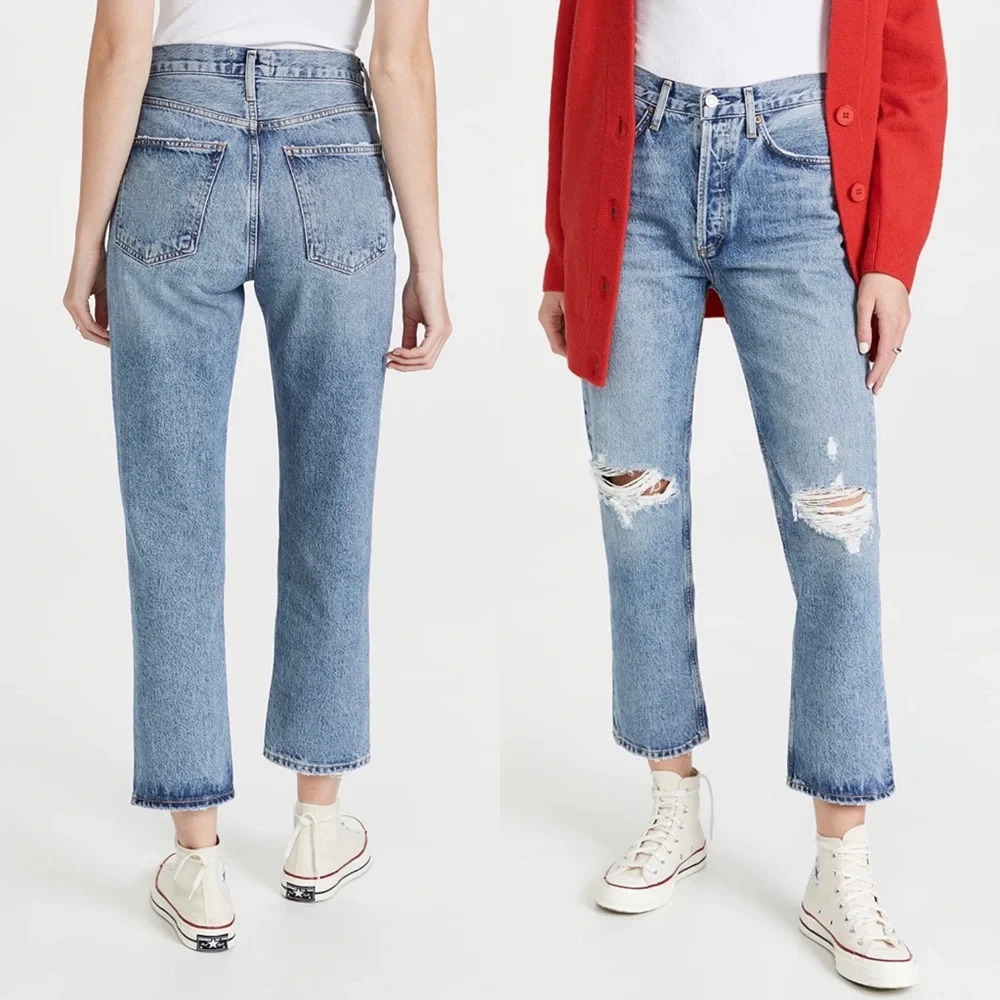 NWT Agolde Lana Crop Mid Rise Vintage Straight Jeans in Cornerstone Size 26 - Picture 2 of 8